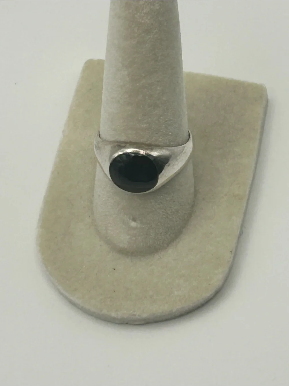 Sterling Silver Black Onyx Ring Size 6.5 Vintage Smooth Polished Round
